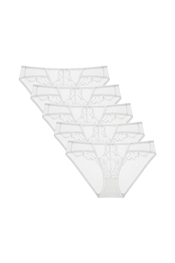 Necalisi Culotte Femme Taille Haute Lot de 5 Multicolore-5 Dentelle String Gainante Ventre Plat Ensemble de Cordes sans Coutu