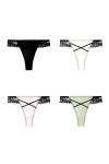 NOGRAX Culotte 4Pcs Femmes Mode Lacet String sans Couture-Set3-M-4 Pièces