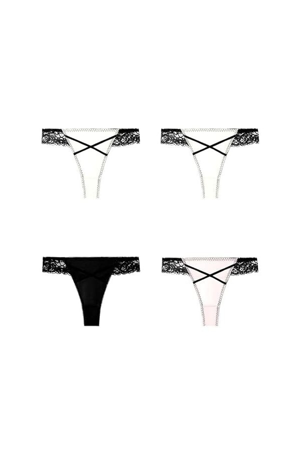 NOGRAX Culotte 4Pcs Femmes Mode Lacet String sans Couture-Set3-M-4 Pièces
