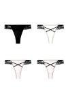 NOGRAX Culotte 4Pcs Femmes Mode Lacet String sans Couture-Set3-M-4 Pièces