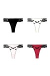 NOGRAX Culotte 4Pcs Femmes Mode Lacet String sans Couture-Set3-M-4 Pièces