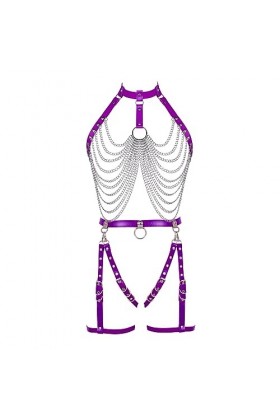 Femmes Body Strap Cuir Soutien - Gorge Creux Cupless Mode Garter Costume Punk Gothique Halloween Club Costume de Carnaval 1 