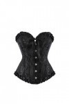 Rfmfkkg Corset pour femme avec bretelles Corset Overbust Floral Jacquard Corset Zipper Top Corset Bustier, 8419 Noir, S