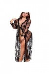 ZTIANEF Costume de femme de chambreLady sexual fun lingerie mesh robe de chambre dentelle jupe longue, noir, S