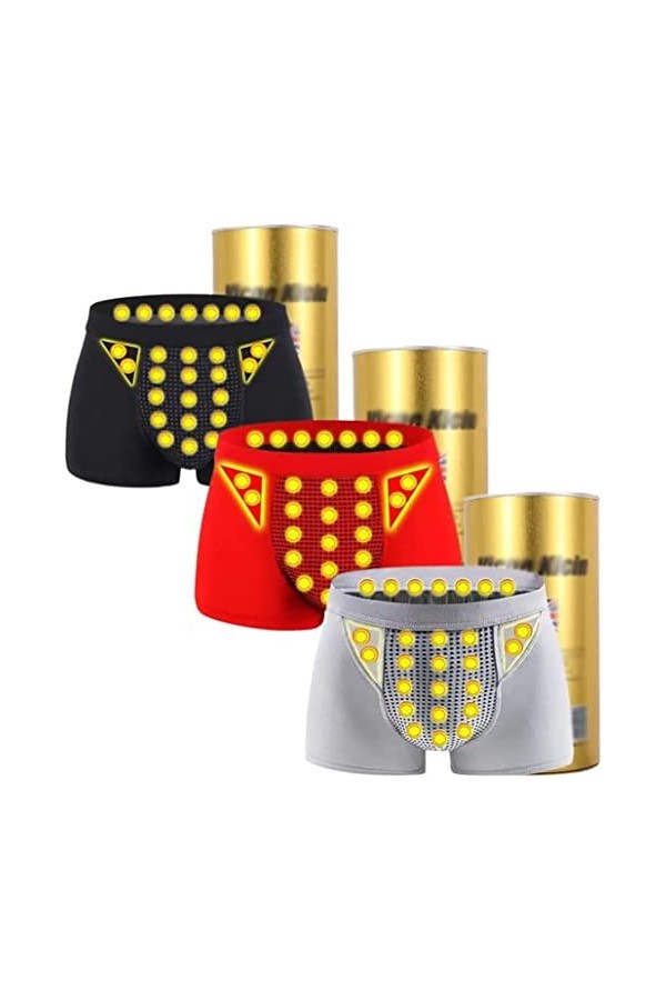 Hommes Thérapie Magnétique Énergétique Culotte Élastique Élargissement Sous-Vêtements Glace Soie Respirant 4XL,3 PIÈCES 