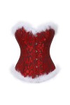 DELIGUO Bustiers et Corsets Femme - Sexy Santa Overbust Corset Lingerie Tops, Costumes De Noël Jacquard Plume Bustier Party C