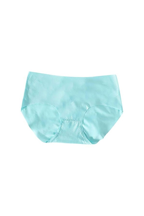 Sous-vêtements sexy en soie glacée sans trace pour femme - Grande taille, bleu, M