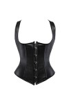 DELIGUO Bustiers et Corsets Femme - Faux Cuir Underbust Corset, Steampunk Sexy Clubwear Bustier Lingerie Costume Lace Up Tail