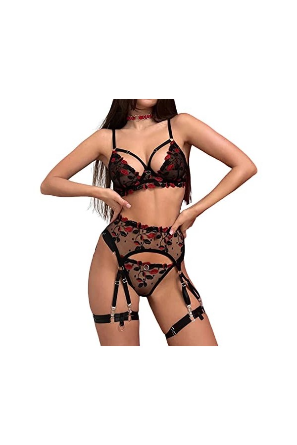 LDZYXY Femmes sexy cosplay costume mignon sexy lingerie ensemble dentelle bretelles camouflage et culotte poupée pyjama linge