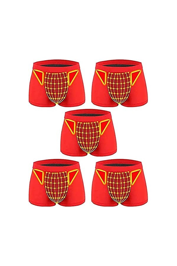 Lot De 5 Boxers De Thérapie Magnétique Pour Hommes Avec Poche Bombée Boxer Shorts Ice Silk Respirant Sous-vêtements Sexy Pour