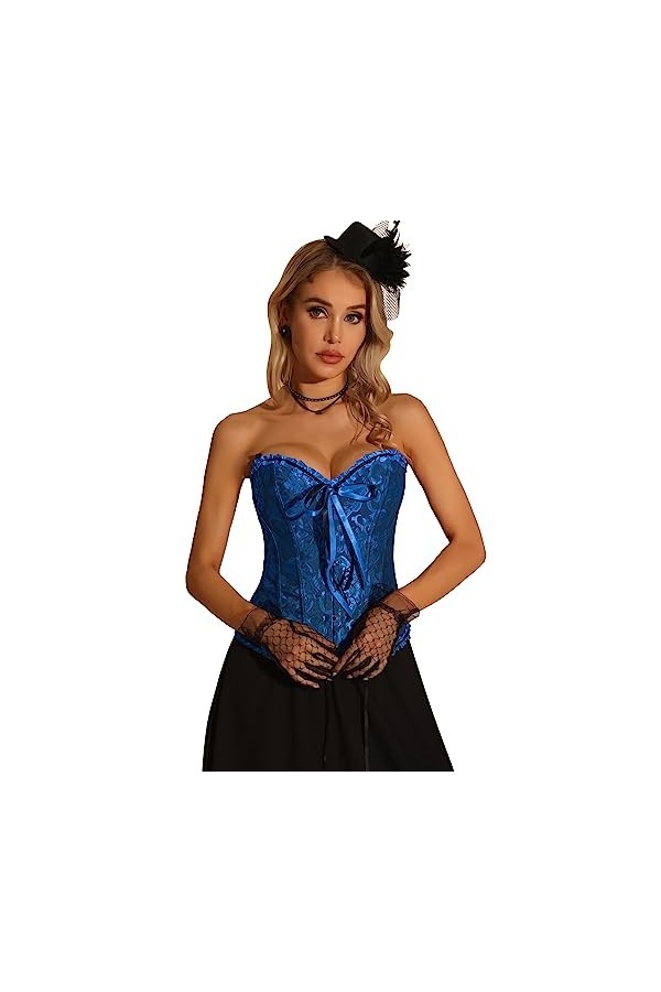 Allegra K Corset vintage à lacets pour femme - Sans bretelles - Style victorien, marron, M