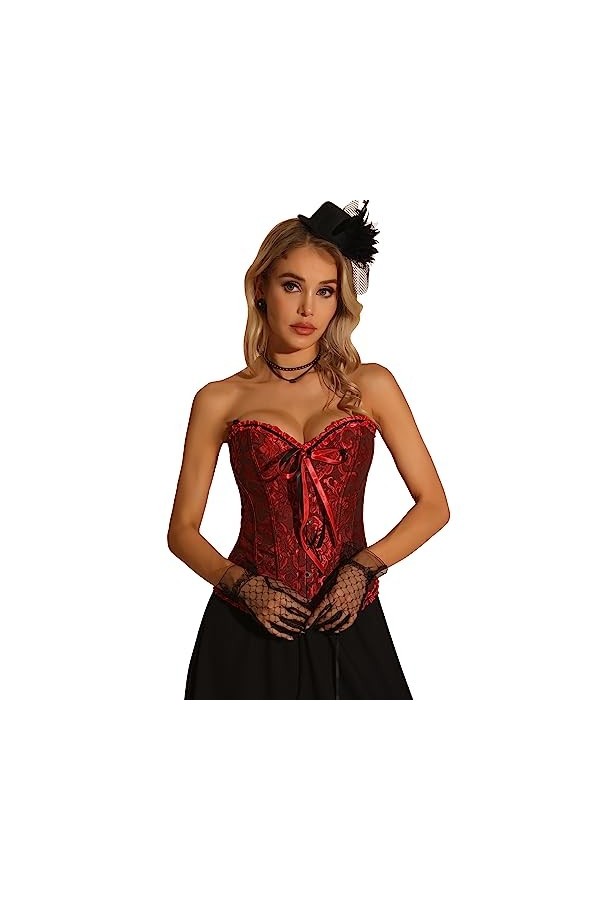 Allegra K Corset vintage à lacets pour femme - Sans bretelles - Style victorien, marron, M