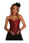 Allegra K Corset vintage à lacets pour femme - Sans bretelles - Style victorien, marron, M