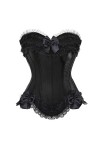 DELIGUO Bustiers et Corsets Femme - Overbust Corset Top, Sexy Satin Lace Bow Décoré Corset Clubwear Showgirl Body Shaper Bust