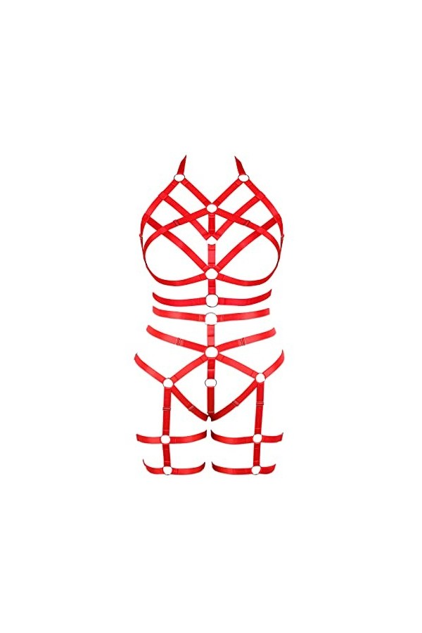 Femmes Sling Sling élégant Lingerie Plus Taille Cage évidée sous - vêtements Ensemble Punk Gothic Dance Costume Ciel Bleu 