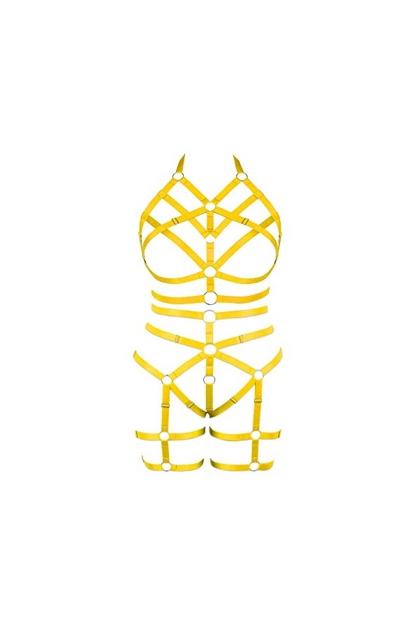 Femmes Sling Sling élégant Lingerie Plus Taille Cage évidée sous - vêtements Ensemble Punk Gothic Dance Costume Ciel Bleu 