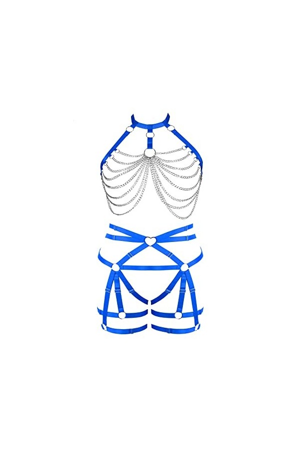 Garters Plus Size Set Full Body Bretelles Femmes sous - vêtements Cage Punk Gothique Festival Halloween orgie Rouge 