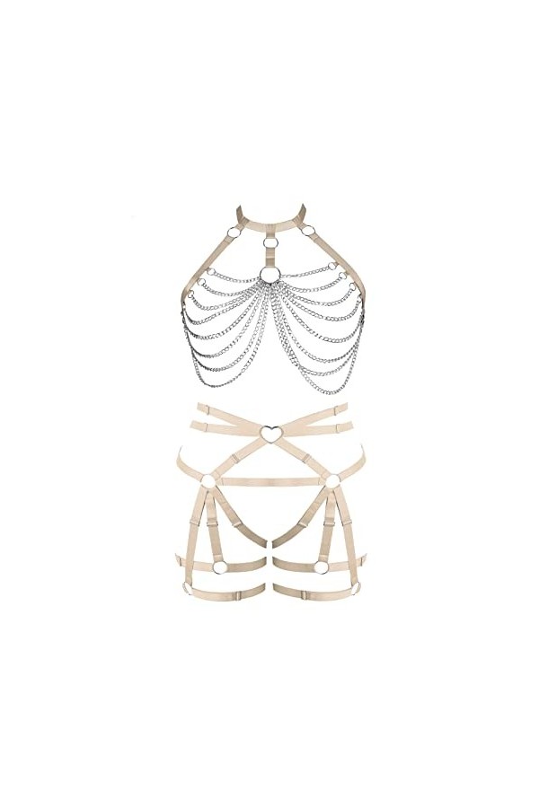 Garters Plus Size Set Full Body Bretelles Femmes sous - vêtements Cage Punk Gothique Festival Halloween orgie Rouge 