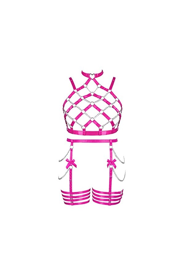 Femmes Body Lingerie Plus Taille Creux chaîne métallique Garter Lingerie Costume de Mode Punk Gothique Carnaval Noël Hallowee