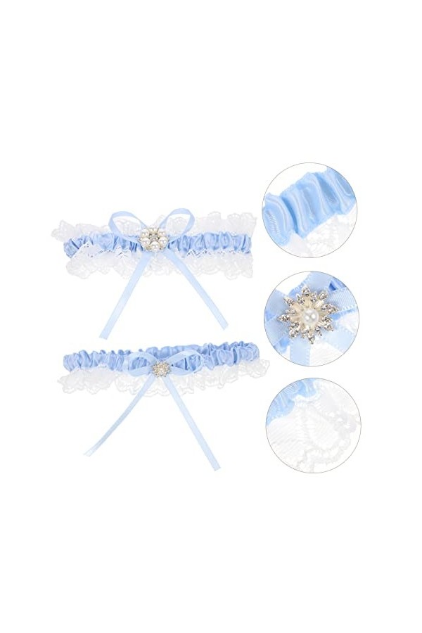 Abaodam 4 Ensembles Porte-Jarretelles Strass Tenue Bijoux De Bal Dentelle Jarretière De Mariée De Mariage Jarretières De Mari