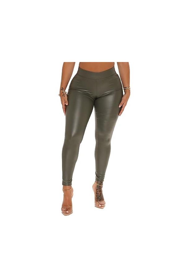 DCIUSTFHE Femmes Sexy Cuir PU Loisirs Serré Stretch Pantalon en Cuir Boîte De Nuit Bars DS Scène Vêtements,Noir,XL