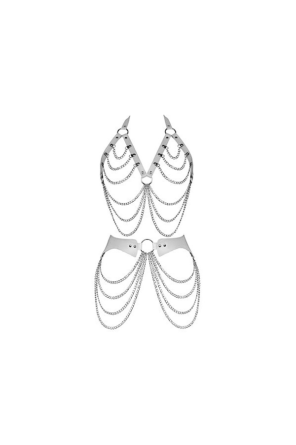 Femmes Body Harnais Cuir Gothique Creux Soutien-gorge Haut Punk Porte-jarretelles Ajuster Lingerie Set Halloween Vêtements, R