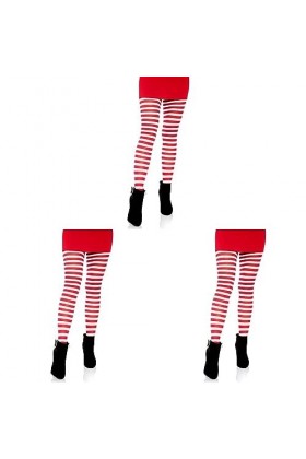 Leg Avenue - Nylon Stripe Tights, Taille Unique Blanc Rouge Lot de 3 