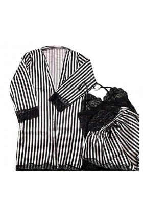 SUNMME Pyjama en Soie satinée pour Femme, Chemise de Nuit, Lingerie, Pyjama Sexy, Corset, Grande Taille, Lingerie pour Femme 