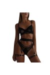 Ensemble de Lingerie Sexy pour Femme avec écharpe en métal Confortable et Sexy à Fines Bretelles Noir L 