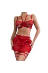 Lingerie pour Femmes, Soutien-Gorge à Armatures et Jupe, Jarretelles, Ensemble de Lingerie, Costumes avec Mini-Jupe Color : 