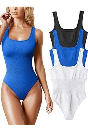 Générique 3 pièces String Body for Femmes contrôle du Ventre col carré Body Barboteuses entraînement sans Manches débardeurs 