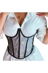 Corset en Maille Lacé pour Femmes Bustier Désossé Avec Armature Sexy Wrap Bandage Tube Crop Top Color : Black, Size : S 