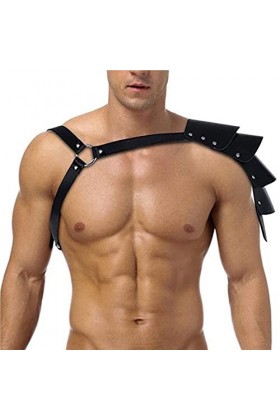 DCIUSTFHE Hommes Sexy Noirs Cuir Unique Épaule Corset Courroie Corset Courroie Bar Boîtes De Nuit DS Scène Costumes