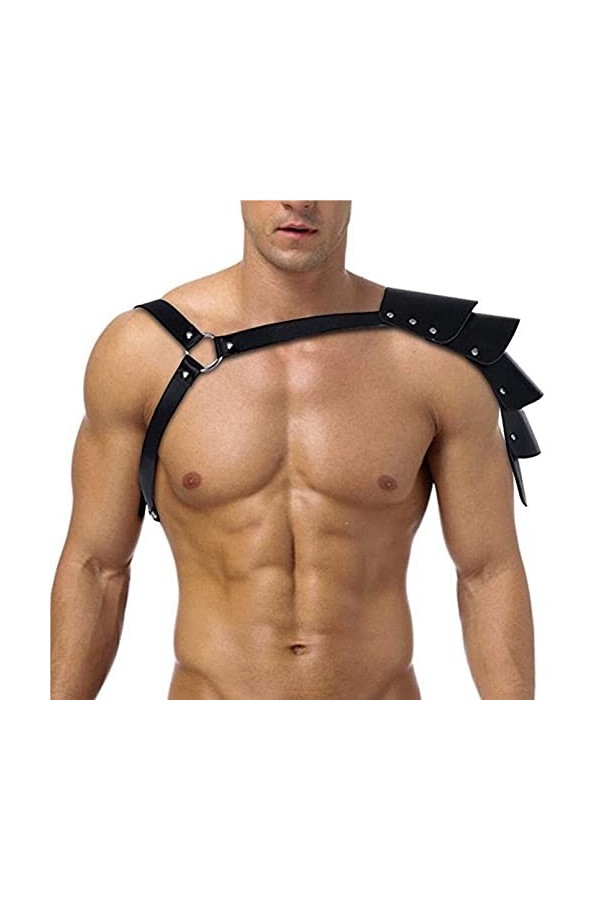 DCIUSTFHE Hommes Sexy Noirs Cuir Unique Épaule Corset Courroie Corset Courroie Bar Boîtes De Nuit DS Scène Costumes