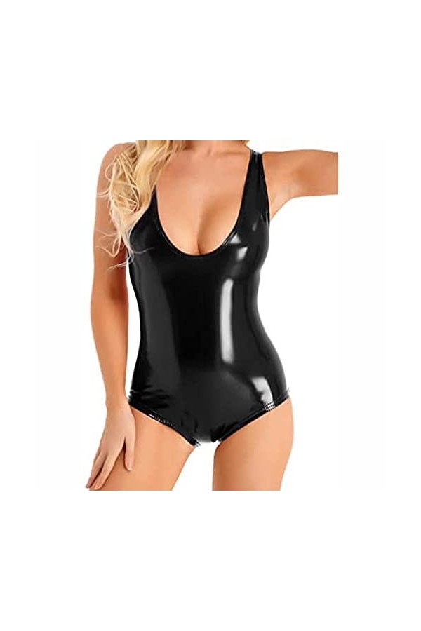 SHENGANG Womens Latex Mini Dress Faux Leather Bodycon Sexy Club Robes pour Femmes,C,4XL