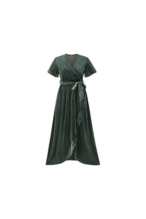 Yirepny Robe longue à volants avec ourlet et fermeture latérale, doublure A, tendance, respirante, bleu, taille L