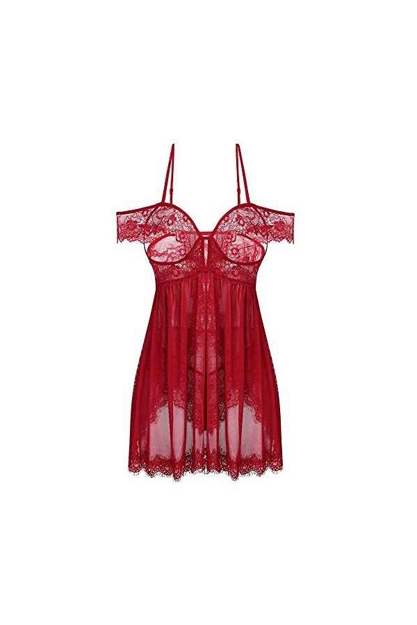 KSDFIUHAG Déguisements Adultes Costumes Érotiques Femmes Dentelle Hors Épaule Lingerie Soutien-Gorge Ouvert Porno Chemise De 