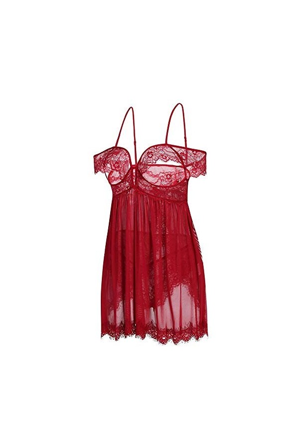 KSDFIUHAG Déguisements Adultes Costumes Érotiques Femmes Dentelle Hors Épaule Lingerie Soutien-Gorge Ouvert Porno Chemise De 