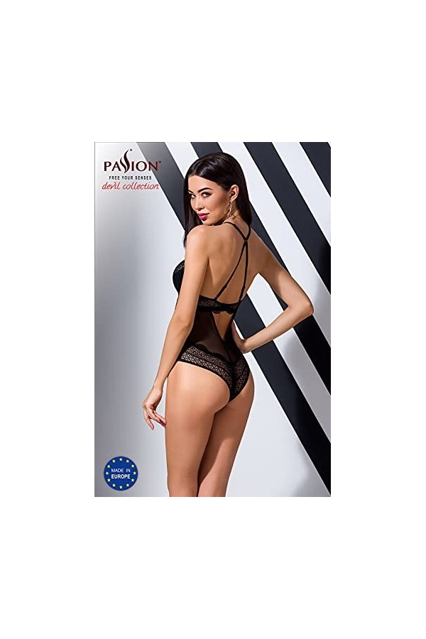 Passion Body Femme Sexy Transparent Dentelle Yona, Noir,S-M