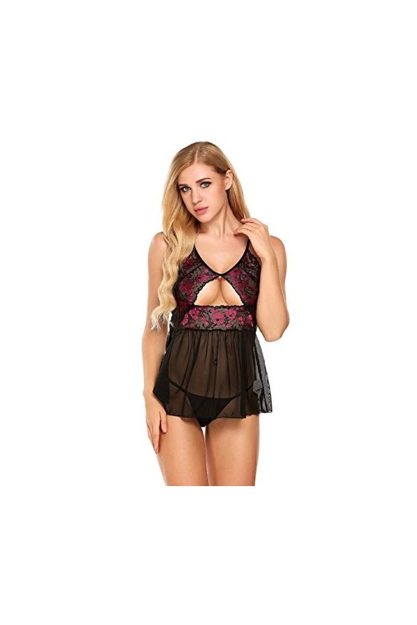adqw Déguisements Adultes Femmes Sexy Lingerie Babydoll Sexy Dentelle Femmes Robe De Nuit Robe De Soirée Coupée Dentelle Patc