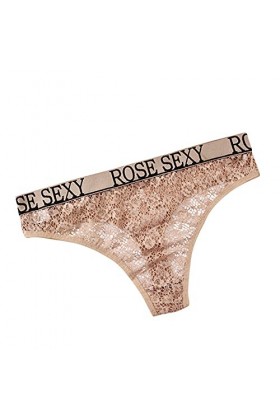 Culotte basse imprimée pour voir à travers la taille creuse sexy pour femme avec lettre courte lingerie facile, bleu, XL