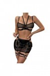Lingerie pour Femmes, Soutien-Gorge à Armatures et Jupe, Jarretelles, Ensemble de Lingerie, Costumes avec Mini-Jupe Color : 