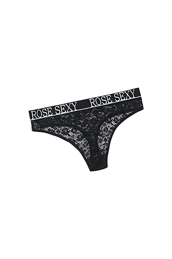 Culotte basse imprimée pour voir à travers la taille creuse sexy pour femme avec lettre courte lingerie facile, bleu, XL