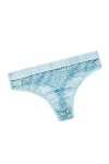 Culotte basse imprimée pour voir à travers la taille creuse sexy pour femme avec lettre courte lingerie facile, bleu, XL