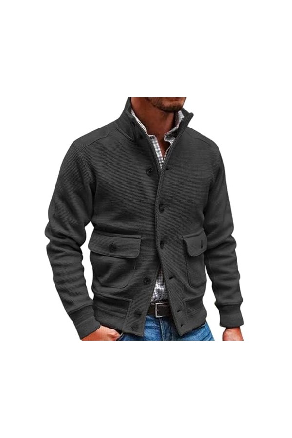 Hommes Manteaux dhiver Sport Coupe-Vent Veste Chaude Extérieur Fermeture Éclair Cardigan à Capuche Solide Veste avec Poches 