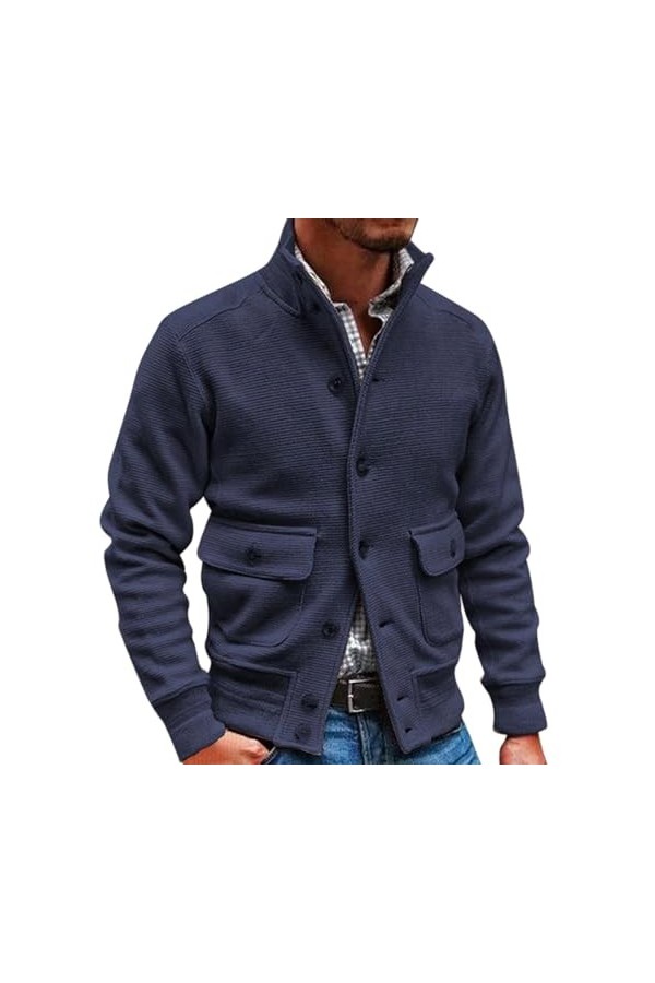 Hommes Manteaux dhiver Sport Coupe-Vent Veste Chaude Extérieur Fermeture Éclair Cardigan à Capuche Solide Veste avec Poches 