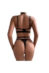 InfirmièreSexual, drôle Lingerie Mesh métal Licou col Deux pièces, Noir, L