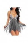 MERNEL Vêtements sexuels Vêtements de Nuit Sexy Femme Robe de Nuit en V Profond Femmes Chemise de Nuit Dentelle Nuisette Ling
