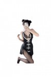 Rétro Cheongsam Robe Uniforme Côté Fente Sexy Lingerie Dentelle Creux Pyjamas Tentation Chinois Qipao Érotique Robe Cosplay C