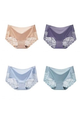 Taille moyenne en dentelle femmes sous-vêtements glace de soie de soie bourdonneuse élasticité douce culotte bordereuse femel
